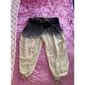 Bel Air Ombre Silk Pants Capris Blue White T2 FR 38 Belt NWT